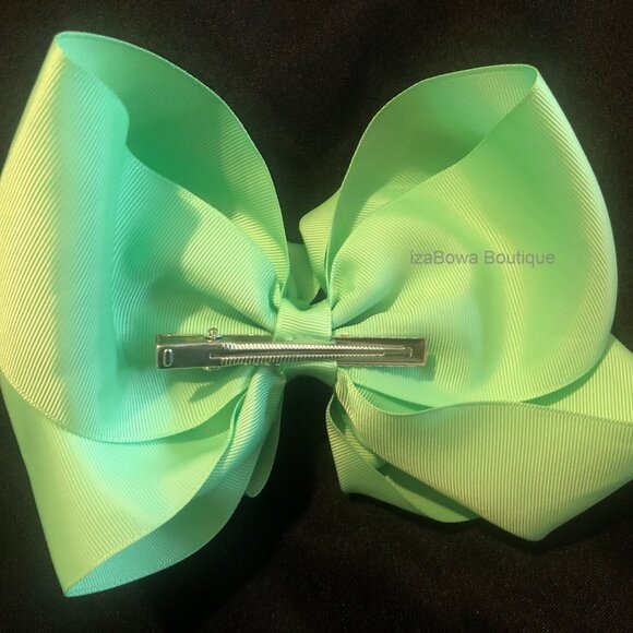 Mint 8" Double Ribbon Boutique Bows  HANDCRAFTED - Picture 2 of 3